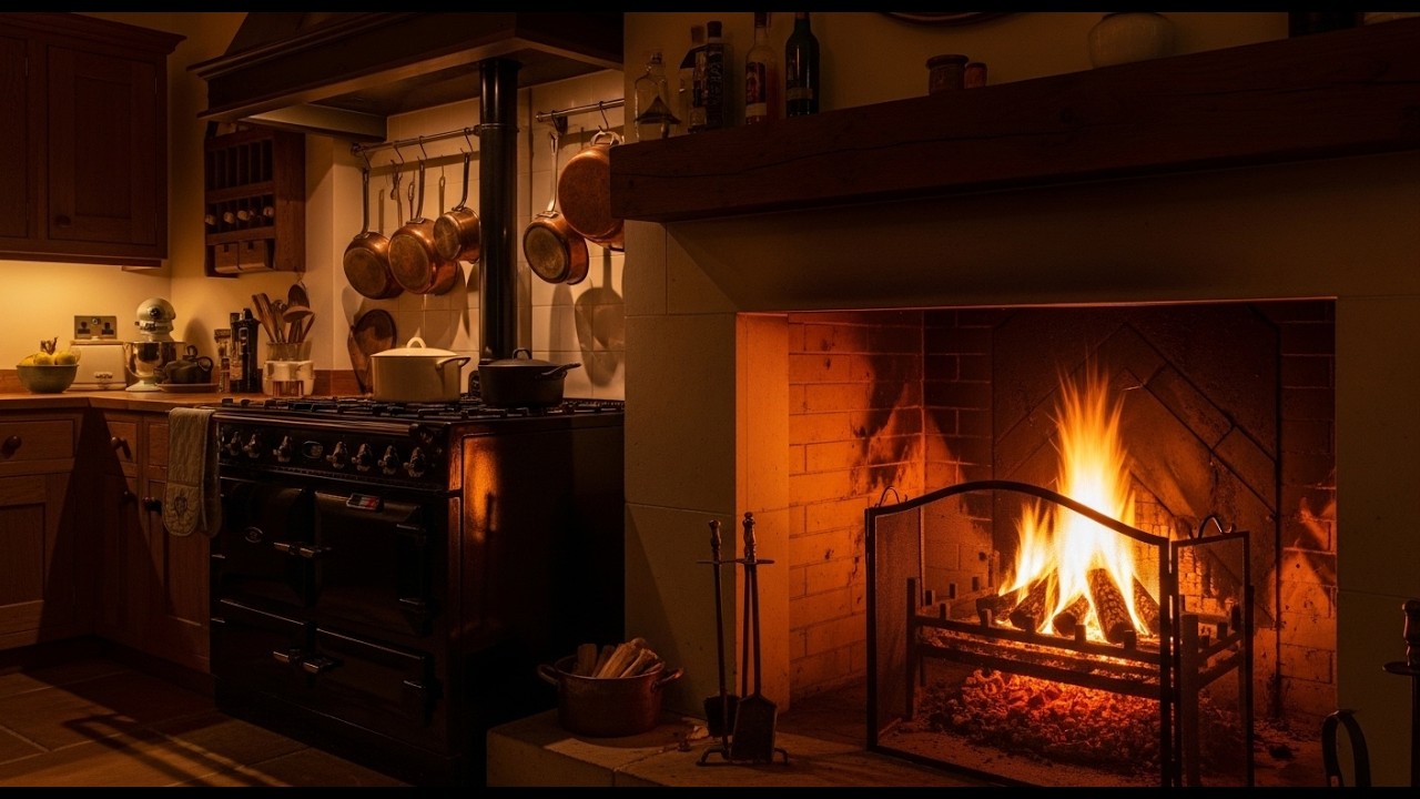 4K Cozy Fireplace Ambience 🔥 Relaxing Fire Crackling Sounds | Warm Night ASMR for Sleep