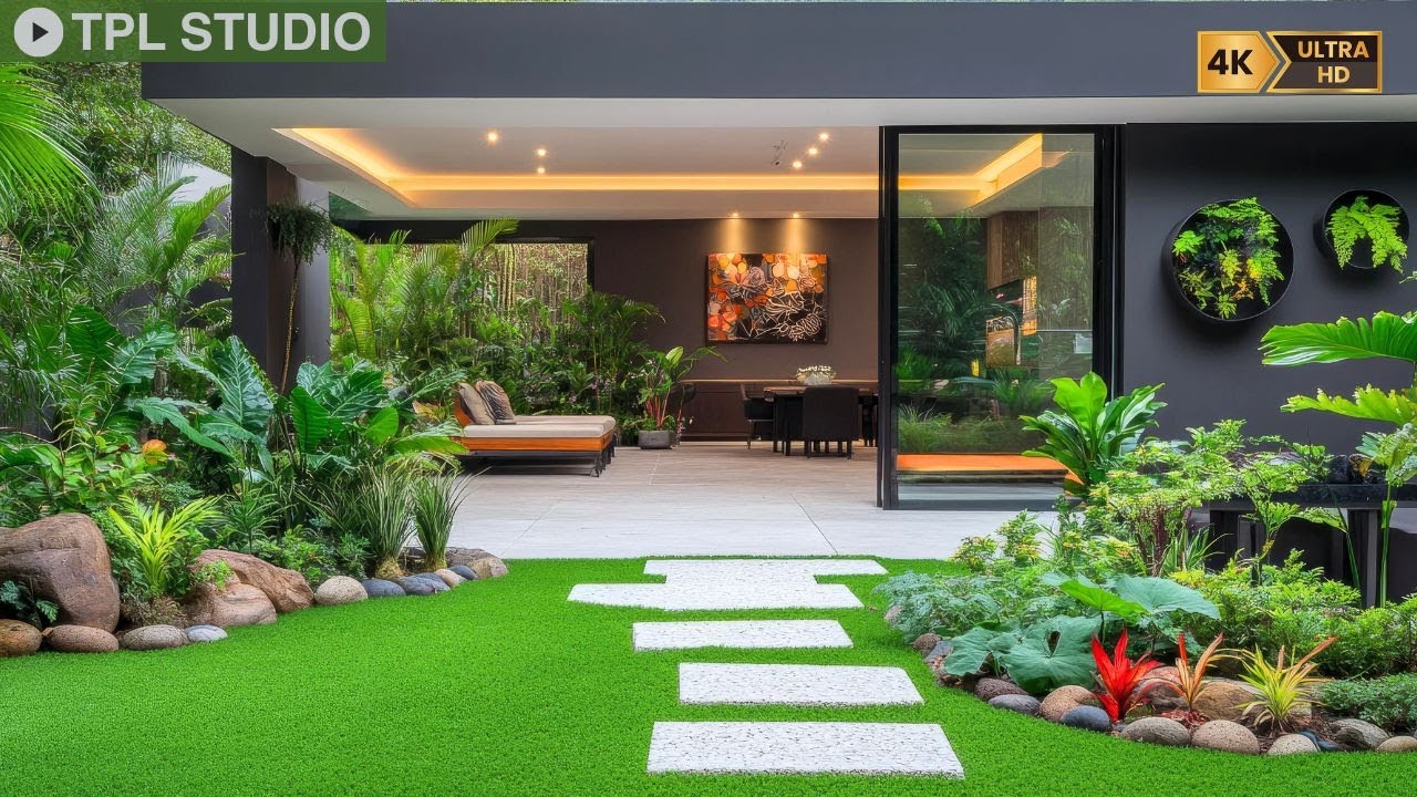 Luxury Modern House with Seamless Indoor Outdoor Kitchen and Garden Courtyard Dining Space