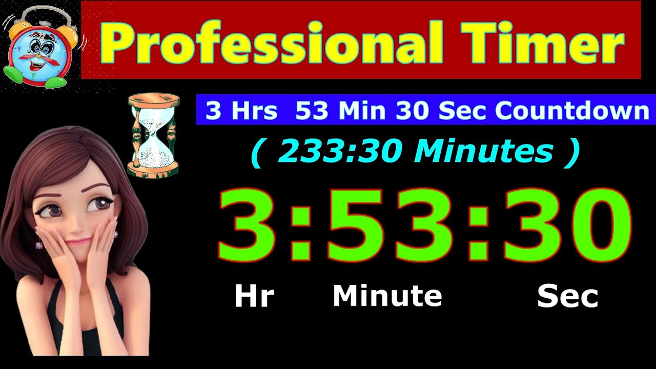 Timer Countdown 233:30 Minutes [Reverse Time] 3 Hrs 53 Min 30 Sec | Digital Clock | Whatsapp Status