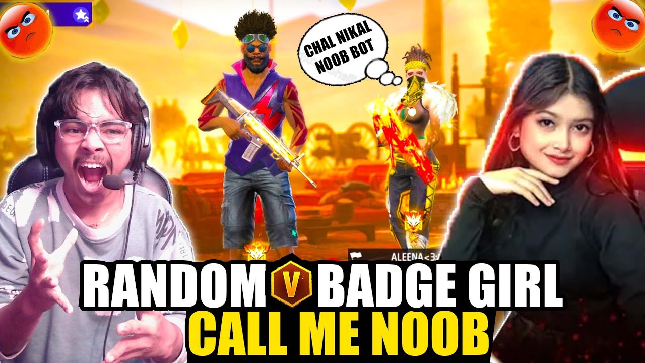 i Found Random v Badge Cute Girl On Worldchat😱 She call me noob - Garena free fire