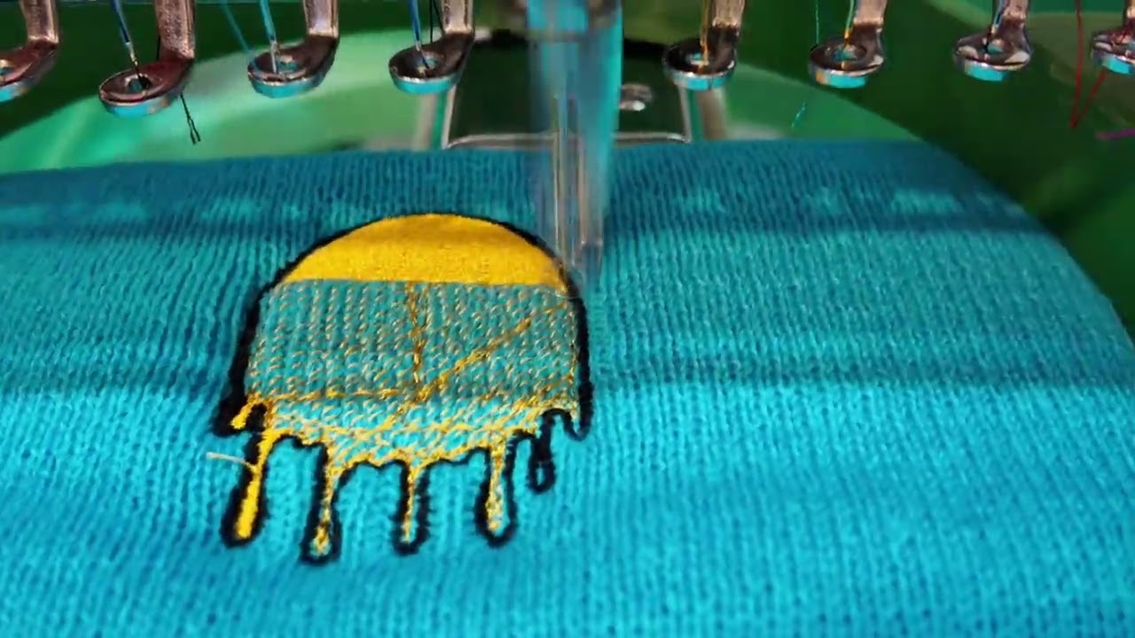 Embroidery Process: Dripping Smiley on a Beanie