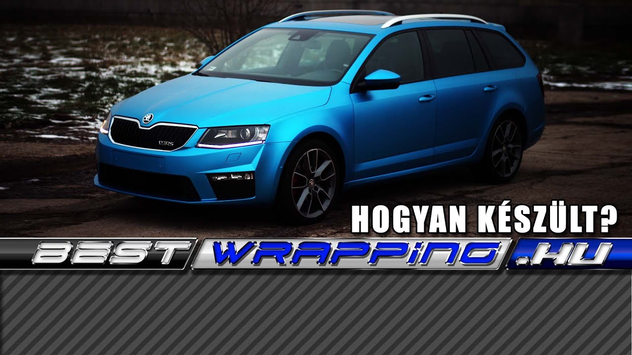 Skoda Octavia RS kombi autófóliázás: TeckWrap Steel Blue VCH313 autó fóliával