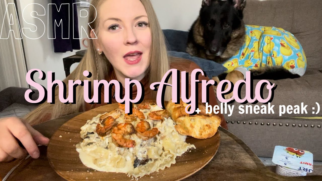 🦐🍝 SHRIMP ALFREDO (Mafaldine) ~ ASMR MUKBANG Relaxing Eating Sounds 먹방