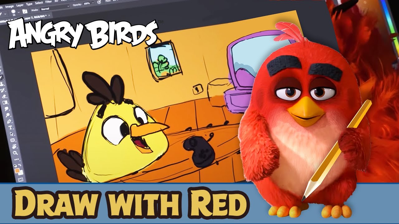 Angry Birds Draw With Red Challenge | Can Red draw Chuck? 🤔