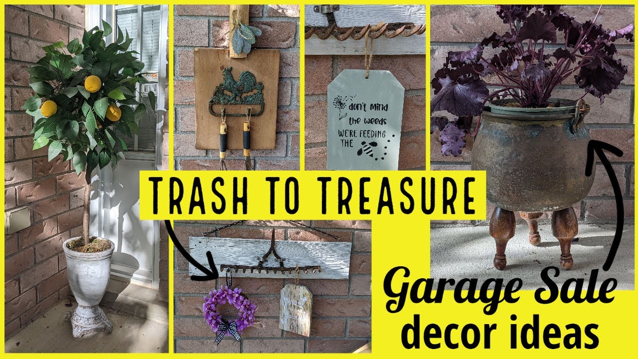 🌟OUTDOOR GARDEN TRASH TO TREASURE DECOR IDEAS!!~Garage Sale Upcycles~Copper Pot~Rusty Rake DIY