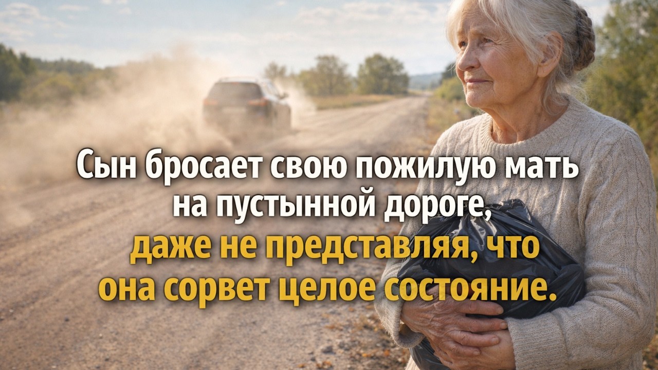 Сын бросает свою пожилую мать на пустынной дороге, даже не представляя,..