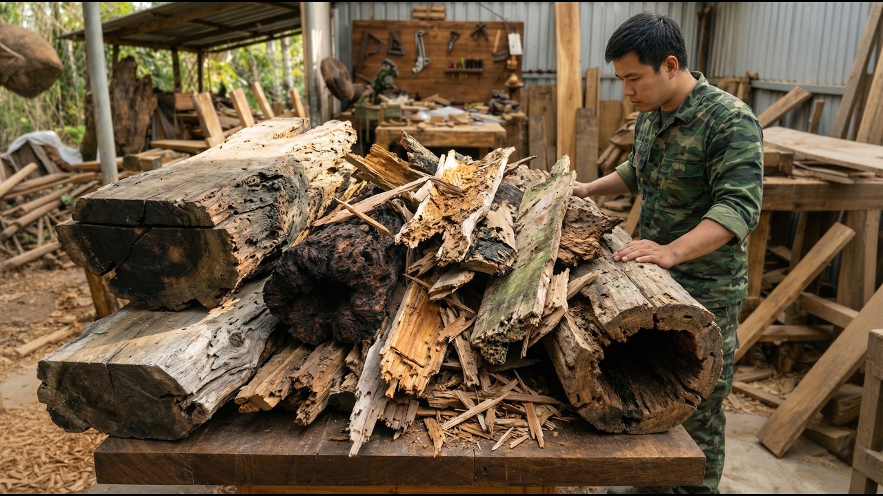 Nobody Wanted These Massive Rotten Logs…Until He Started Turning Them Into Something No One Expected
