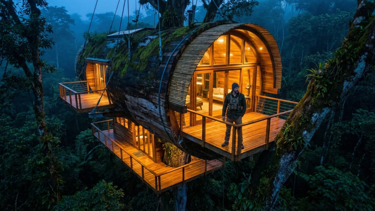 Building a $100M Hidden Luxury Mansion Inside a 30-Foot Giant Tree Log