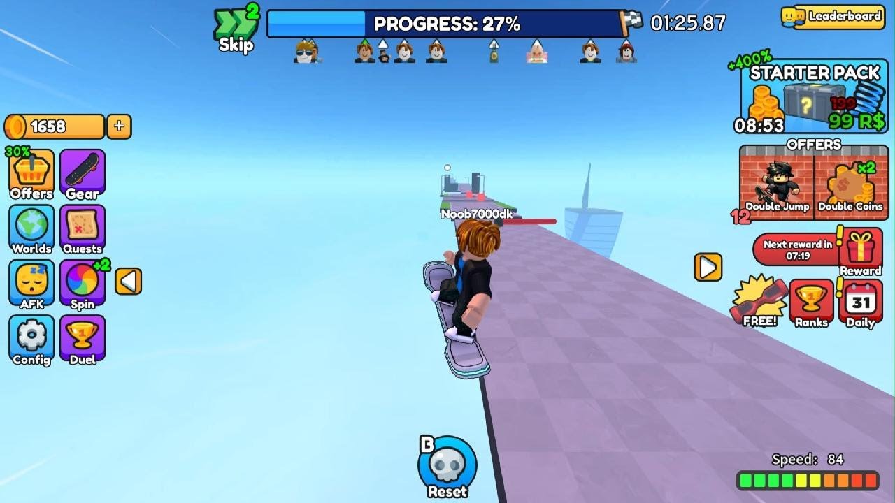 Jeg spiller et skate spil i roblox og klare det på 7 min