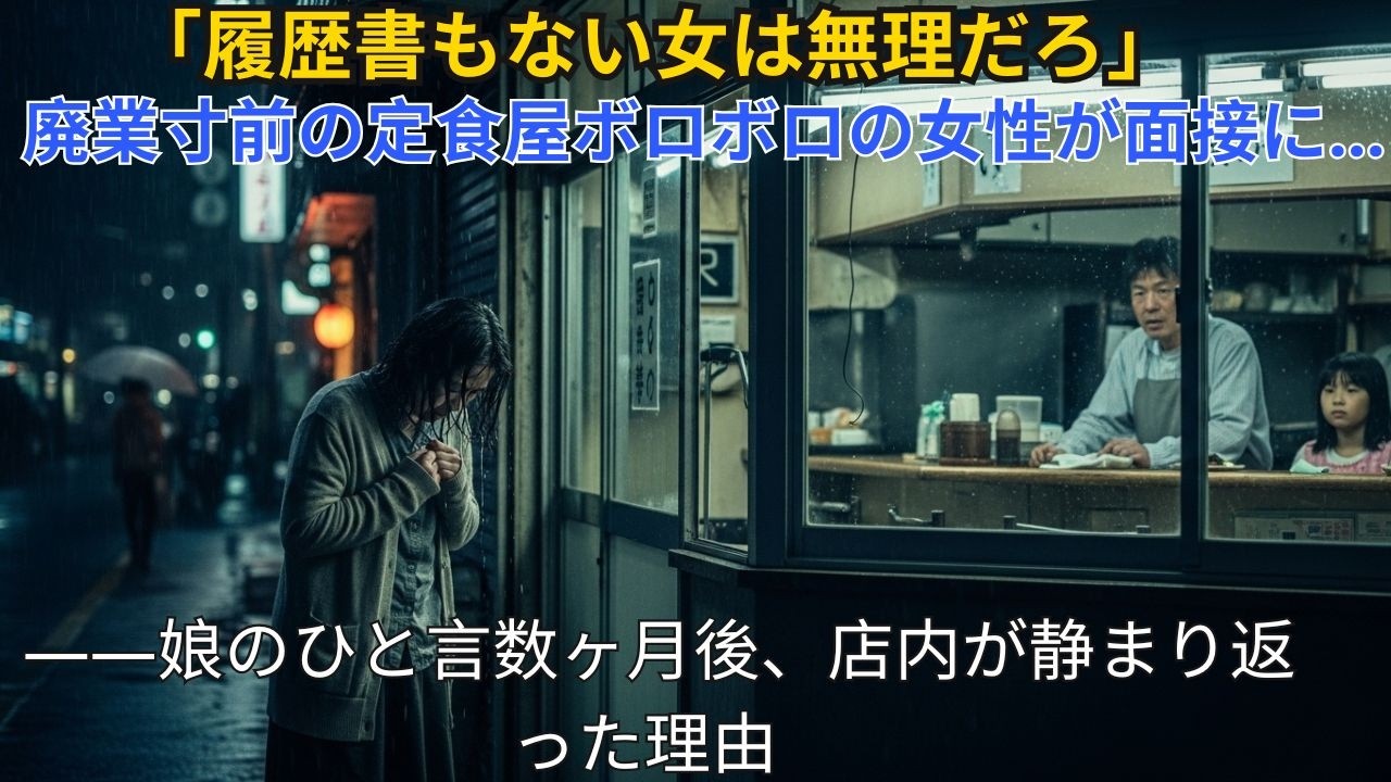 「働かせてください...!」廃業寸前の定食屋の面接に現れた履歴書持たないボロボロ女性。「パパ採用して!」娘の直感信じ採用した結果【運命が動く】