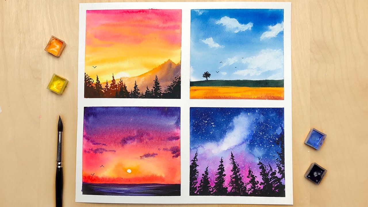 4 Type of Landscape Paintings | Watercolor Landscape Painting For Beginners | Watercolor Painting