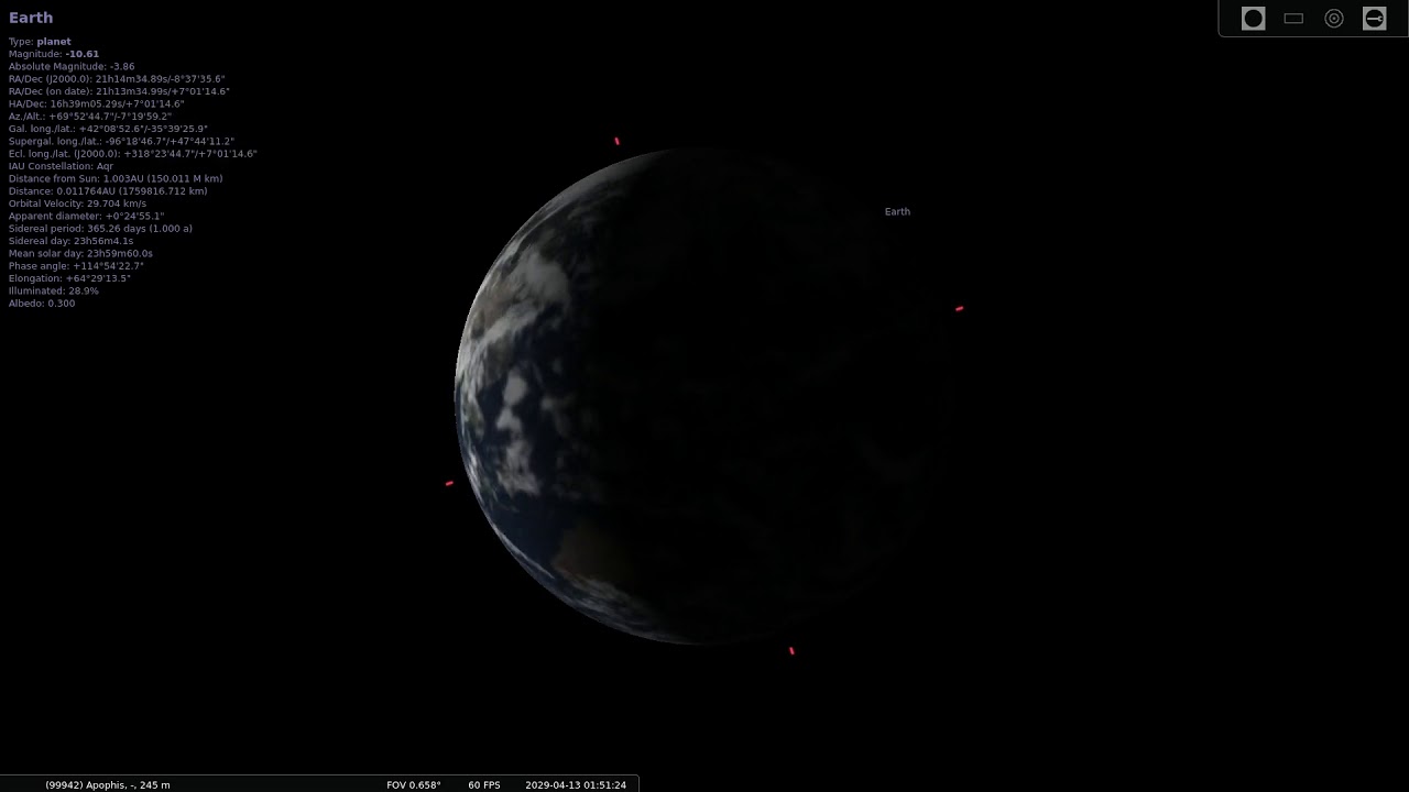 View of Earth from asteroid Apophis (99942)