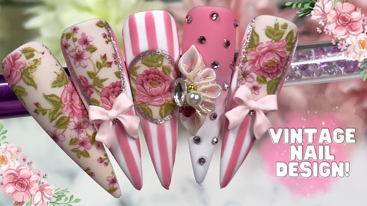 A VERY VINTAGE NAIL ART DESIGN USING FLORAL TRANSFER FOILS| EASY STEP BY STEP TUTORIAL| MADAM GLAM