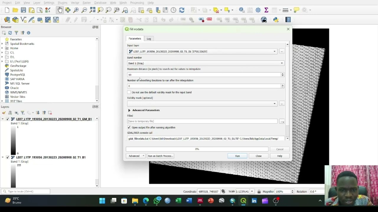How to correct scanline errors on Landsat 7 ETM+ image in QGIS