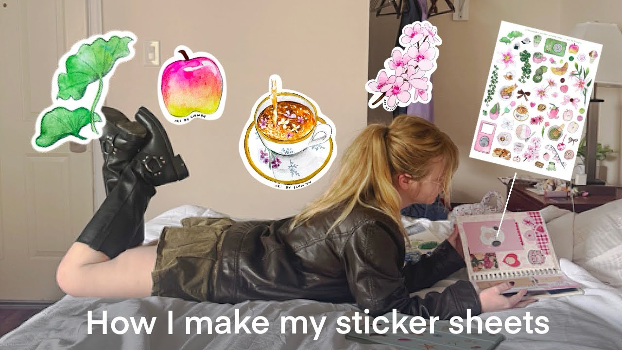 How I turn my watercolor paintings into sticker sheets 𖦹⭒°｡⋆