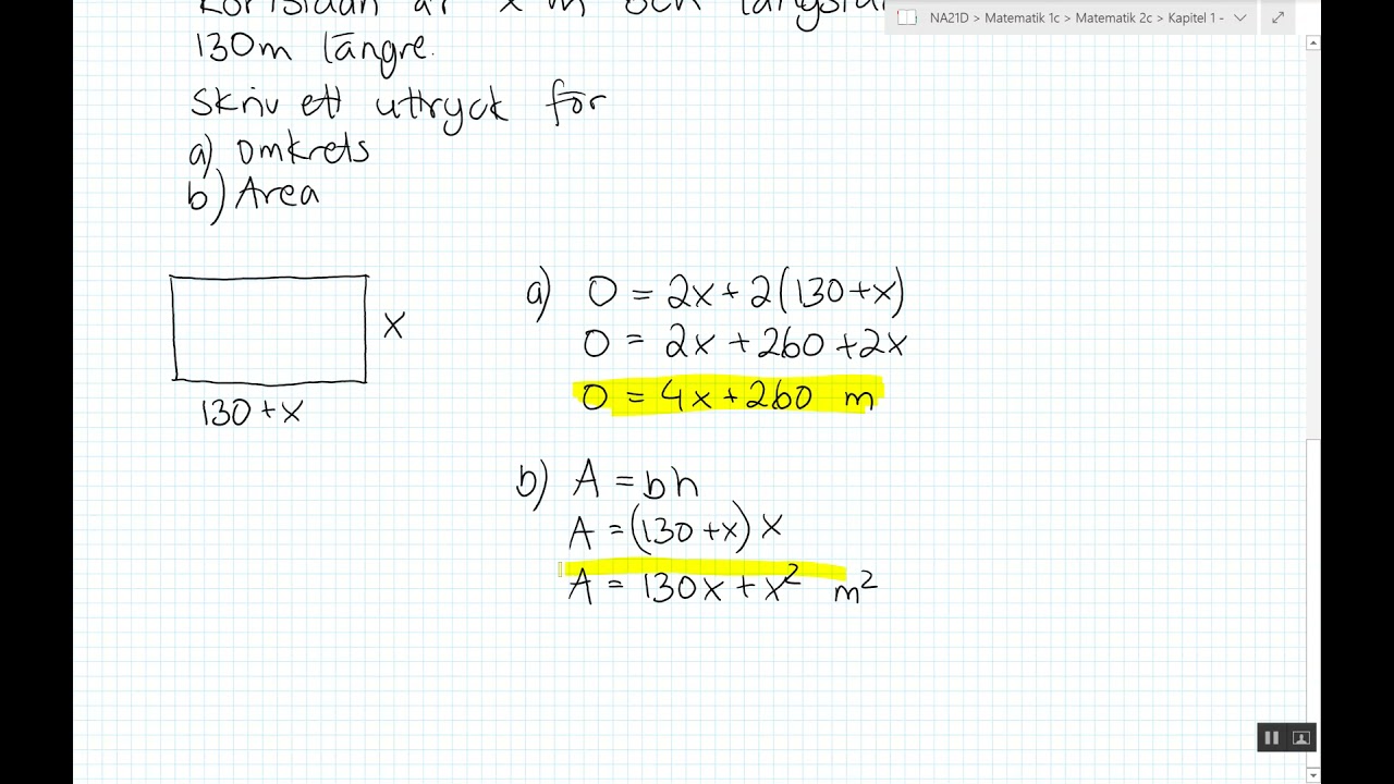 Matematik 2c - Kapitel 1 - 1.1 Algebraiska uttryck