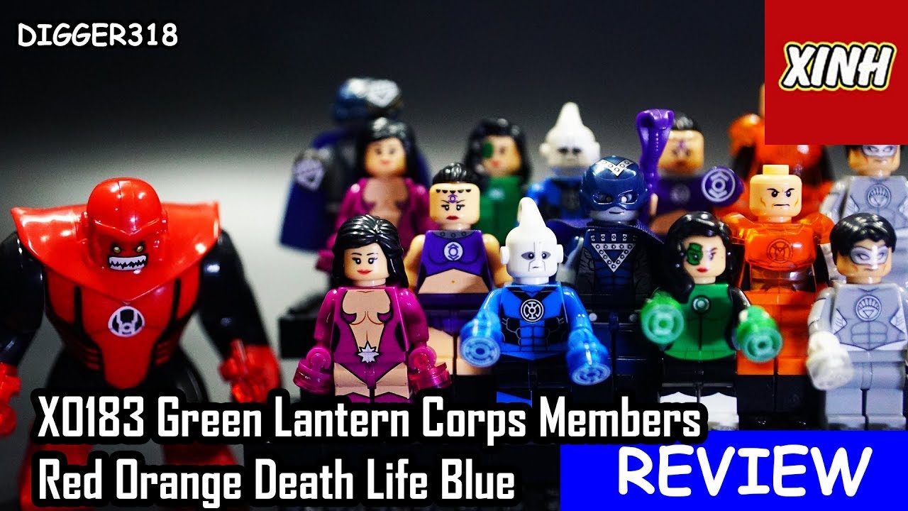 Lego DC Xinh Bootleg X0183 Green Lantern Corps Members Red Orange Death Life Blue Review 4K
