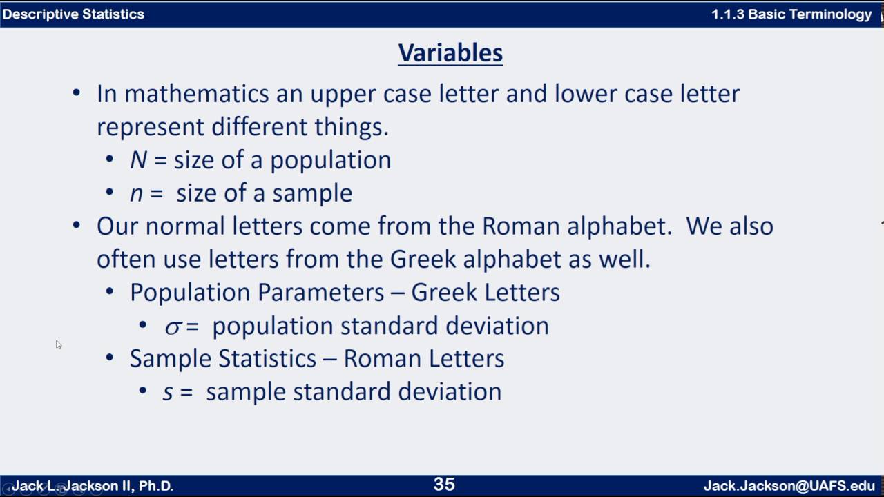 Statistics 1.1.3 Basic Terminology