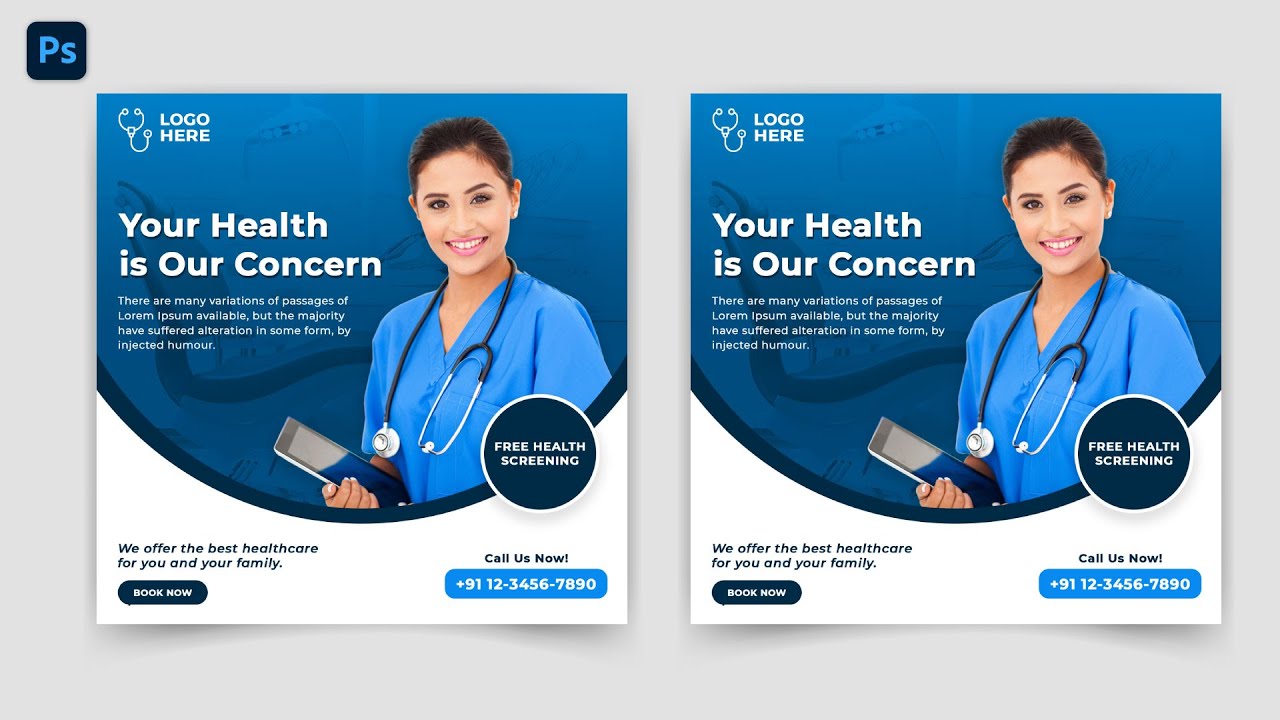 Medical or Health Poster Design for Social Media in Photoshop