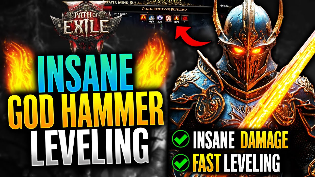 Path of Exile 2 - FAST GOD Hammer Titan Warrior Leveling Build is INSANE! (POE 2 0.3)