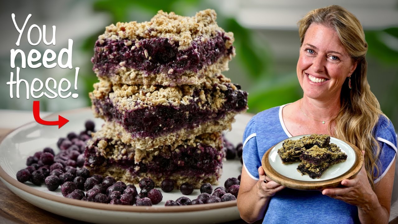 Blueberry Crumble Bars 🫐 Healthy Vegan Indulgence!