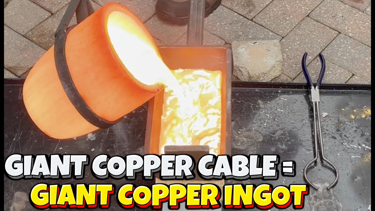 HUGE 24 POUND/11 KG Copper Ingot From A GIANT 900 mm&sup2; Copper Cable - Melting Copper With Ingot Joe