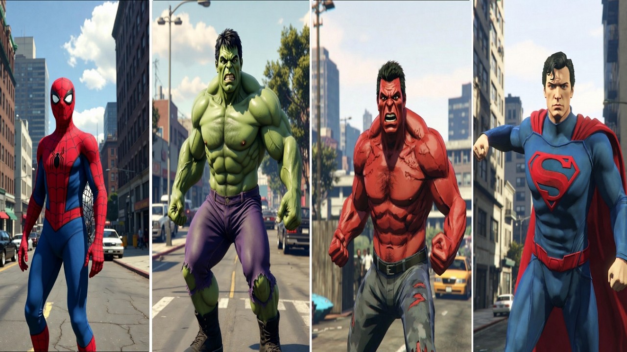 SUPERHERO MEGA BATTLE #31: SPIDER-MAN vs HULK vs RED HULK vs SUPERMAN - Marvel & DC Epic Fight