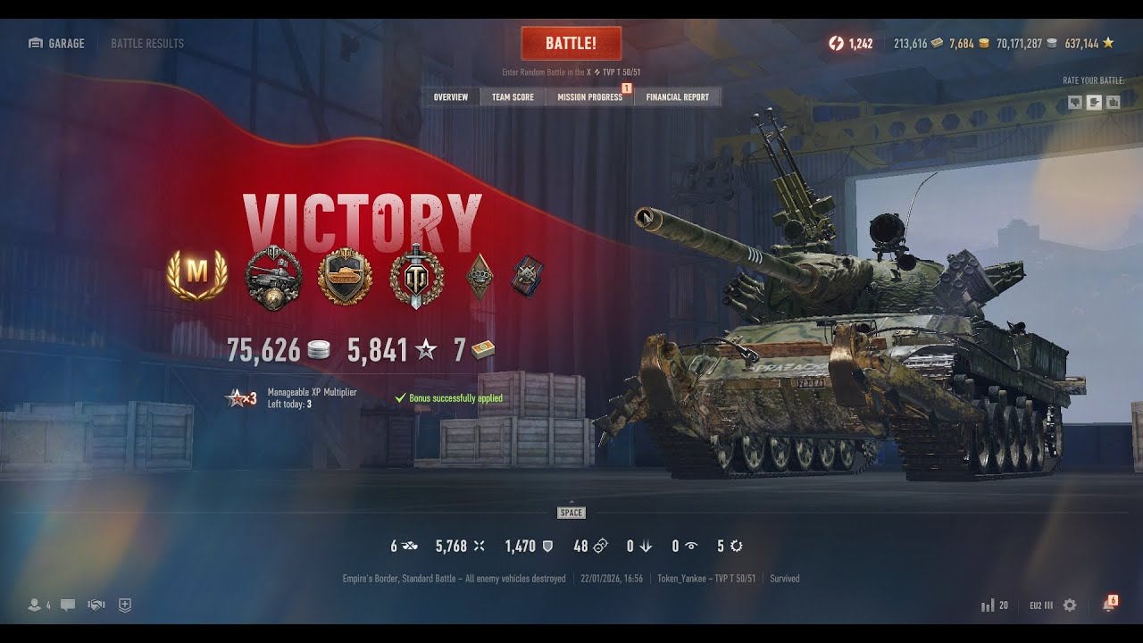 TVP T 50/51 | Empire's Border map | Ace Tanker | Steel Wall | Top Gun | 5768 DMG