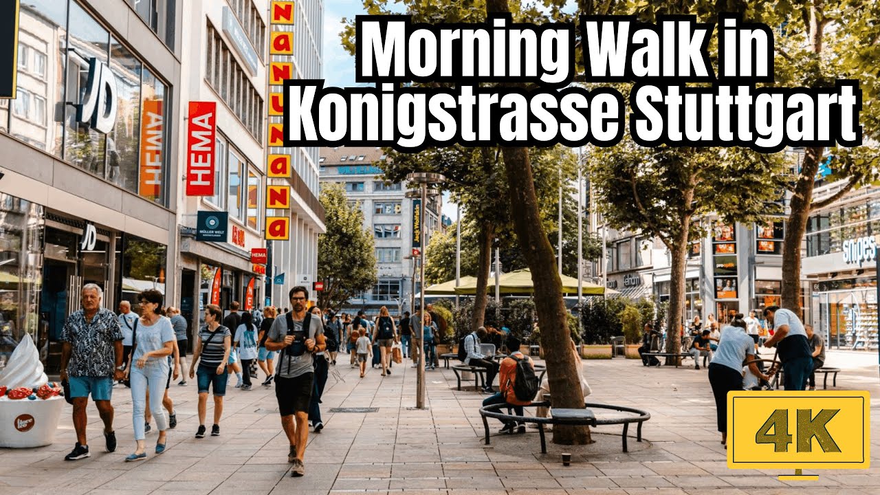 Early Morning in Stuttgart | Walking from Train Station to Shopping Street Konigstrasse.