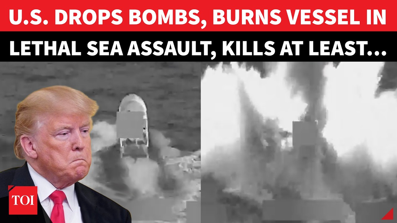 US Military's Lethal Onslaught At Sea On Cam; Drug Boat Blown Up, 2 Killed | Trump’s Mega Operation