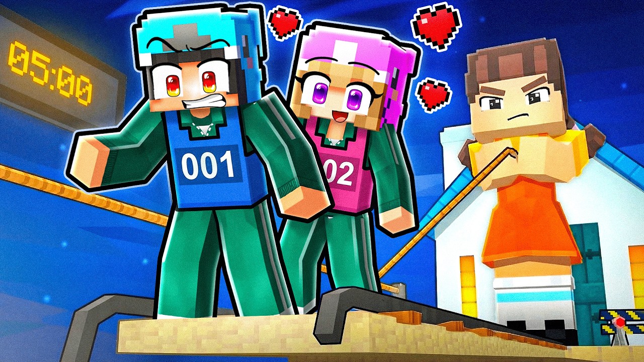 Omz and OMZ's GIRL LOVE SQUID GAME STORY in Minecraft!