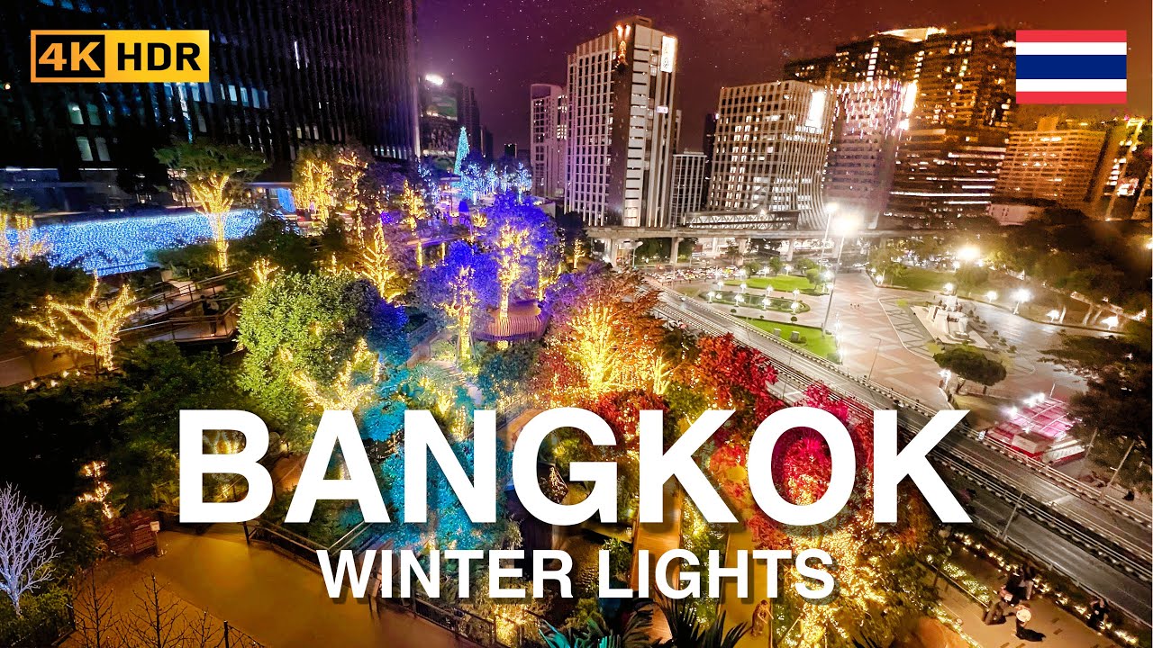 New Central Park Bangkok Walking Tour 2025 🌳 Winter Lights & Roof Park Tour | 4K HDR