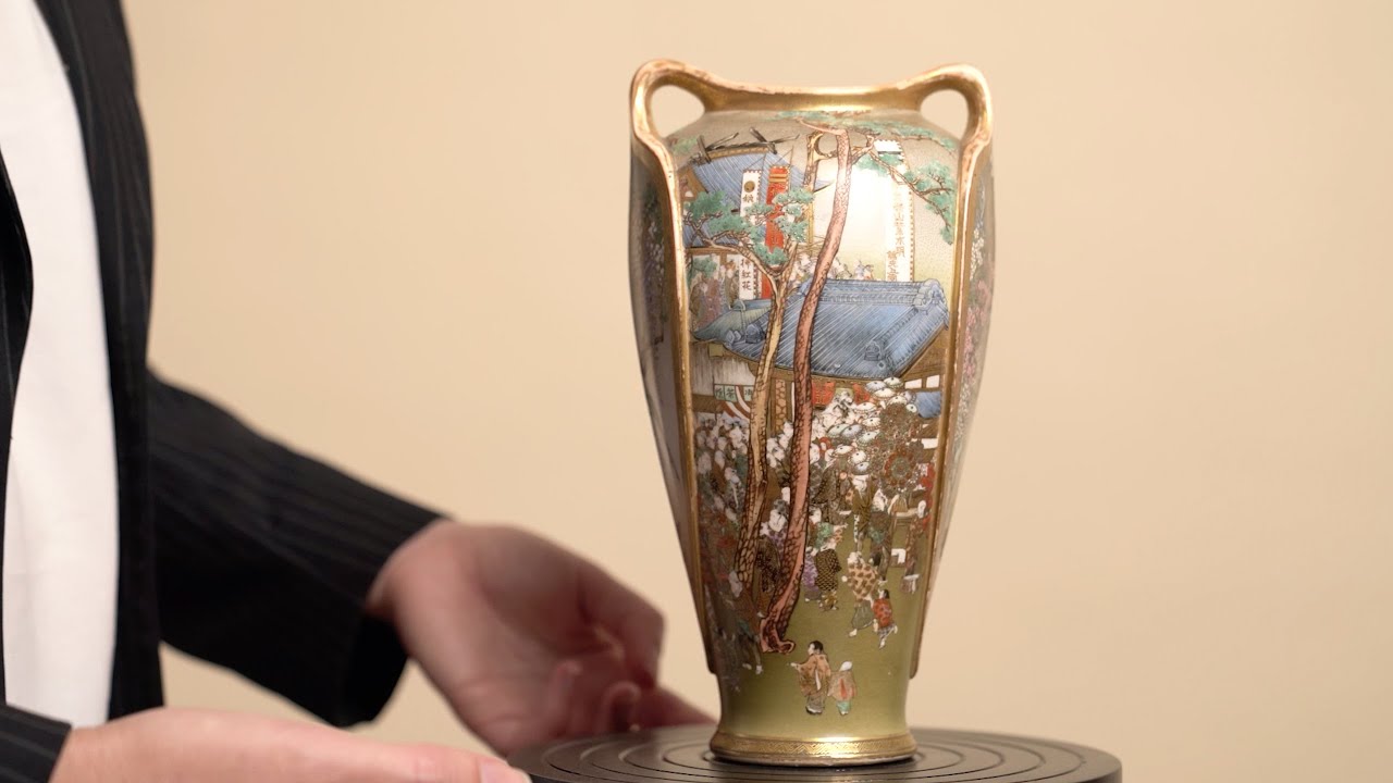 A Japanese Satsuma two-handled vase, by Kinkozan zo