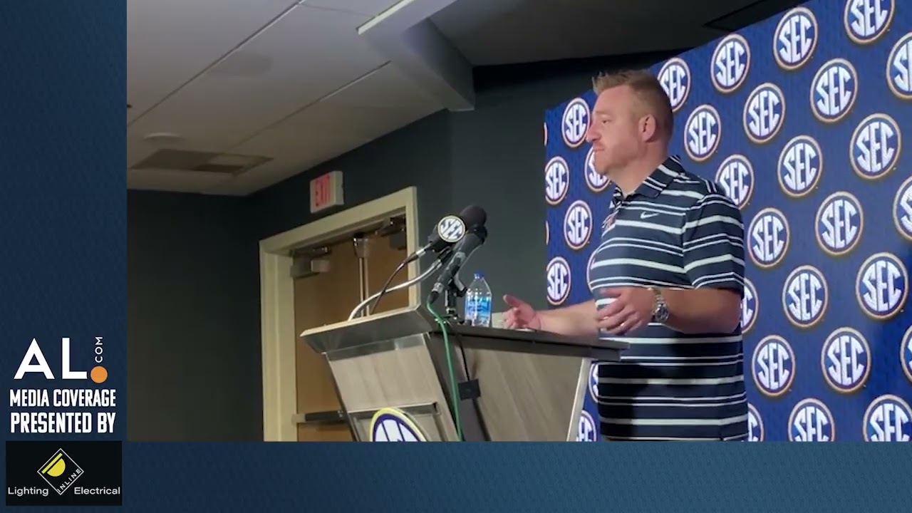 Auburn head coach Alex Golesh speaks at 2026 SEC spring meetings