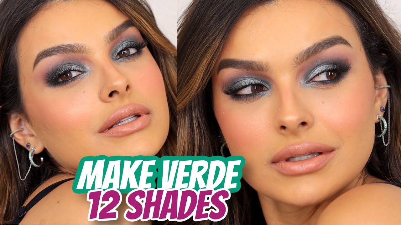 MAQUIAGEM COLORIDA CHIQUE | MAKE VERDE COM 12 SHADES *MARI SAAD*
