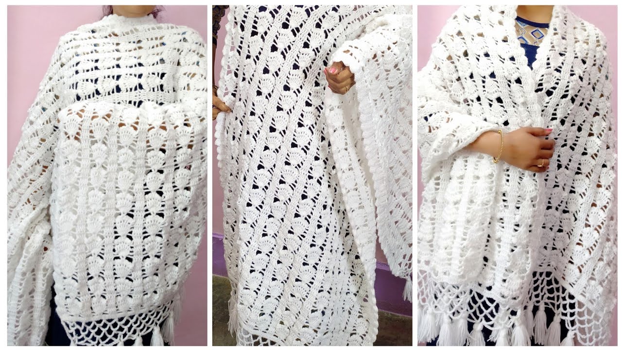 Beautiful crochet shawl pattern/2020 की शुरूआत इस सुंदर shawl के साथ( Eng Subtitle)