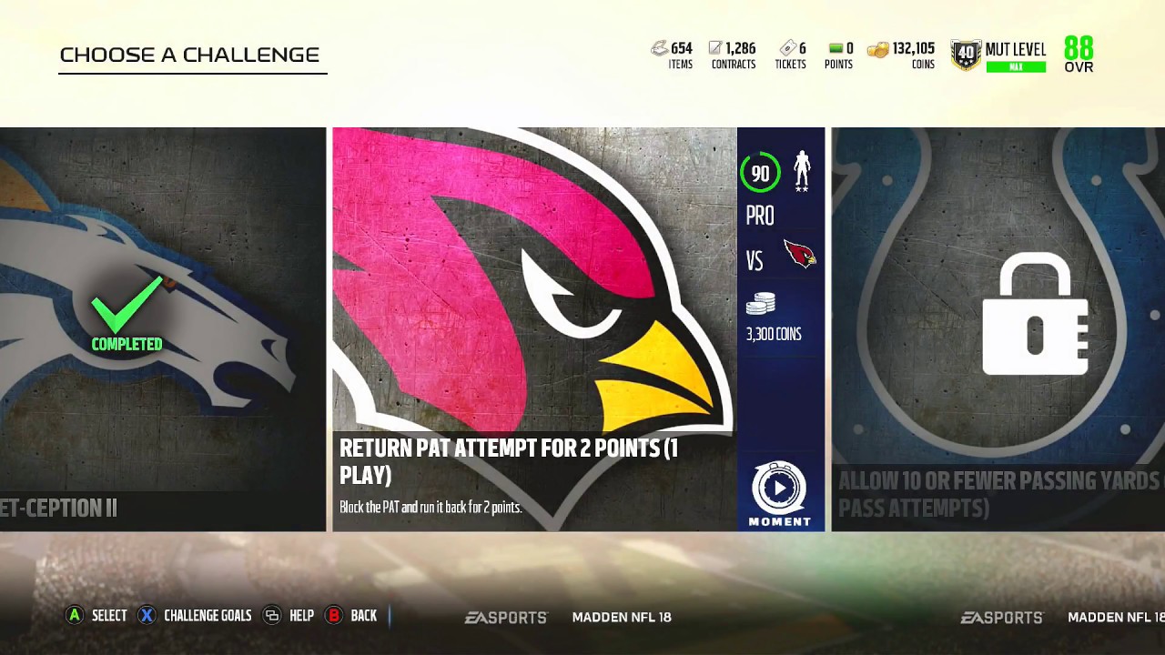 Madden NFL 18 | Gauntlet | Legend Challenge #31 | Return PAT Attempt for 2 Points (1 Play)