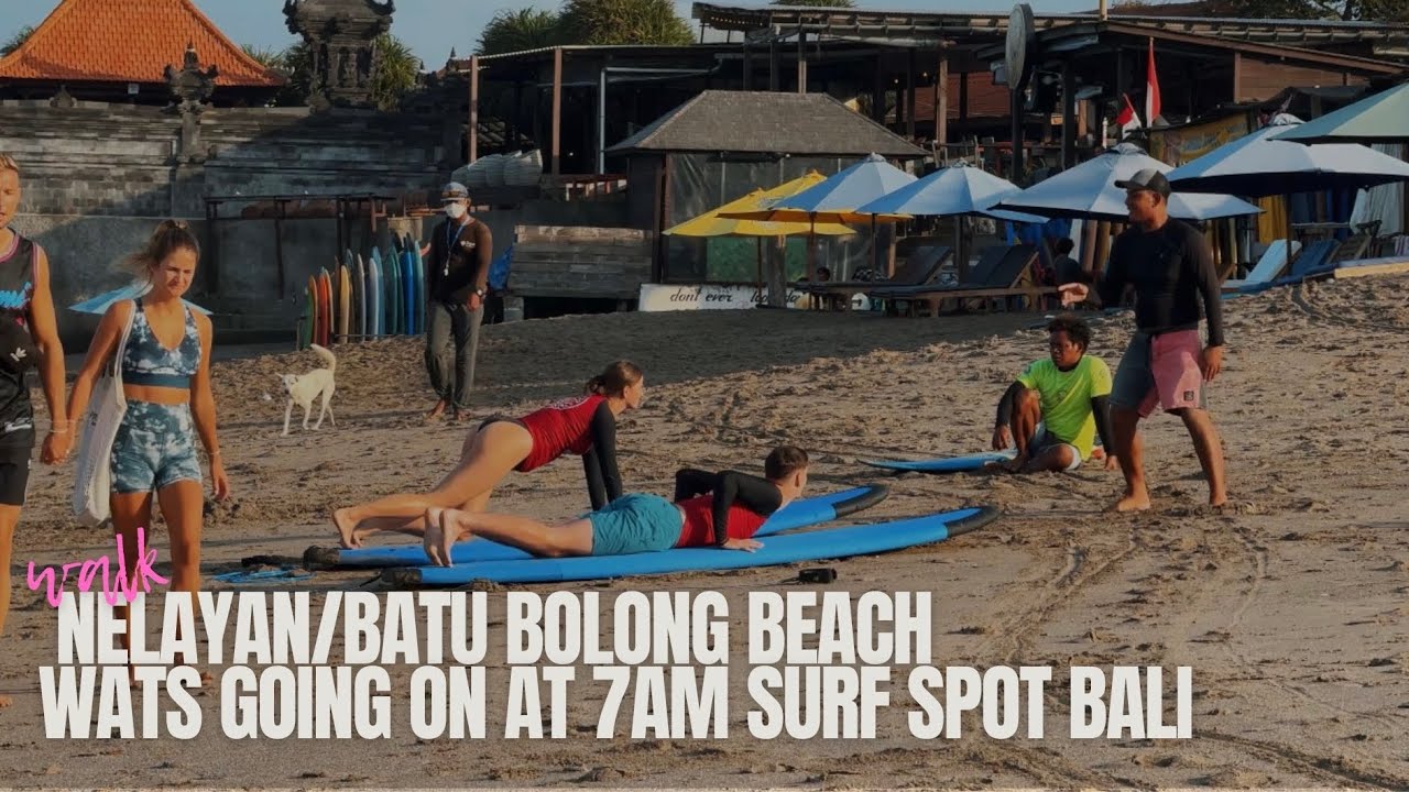 4k walk from Nelayan to Batu Bolong Beach 🏖️ 7am surf spot vibe / Bali / 7 of September 24