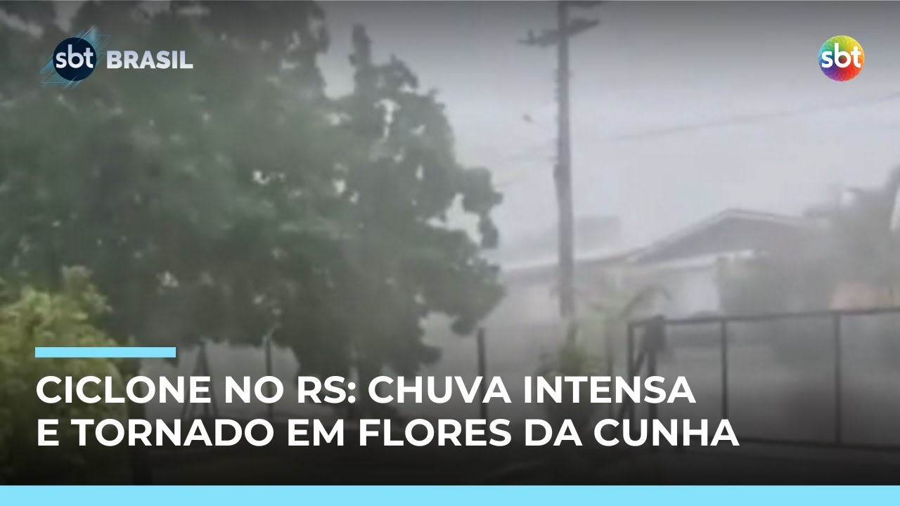 Ciclone de alto risco atinge RS: chuva intensa,ventos fortes e tornado em Flores da Cunha|#SBTBrasil