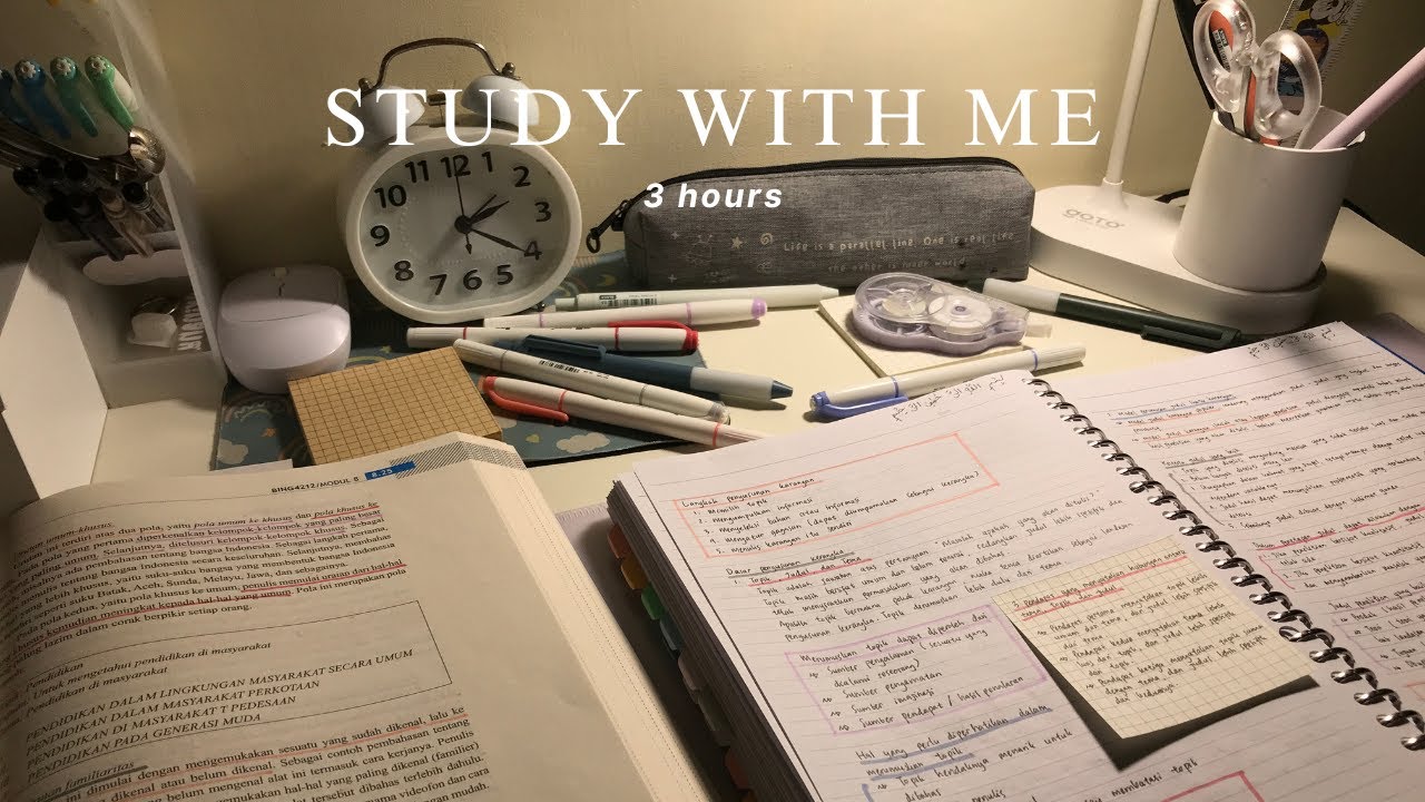 3-HOUR STUDY WITH ME 📚 [no break time, wind blows & birds singing with count up timer]