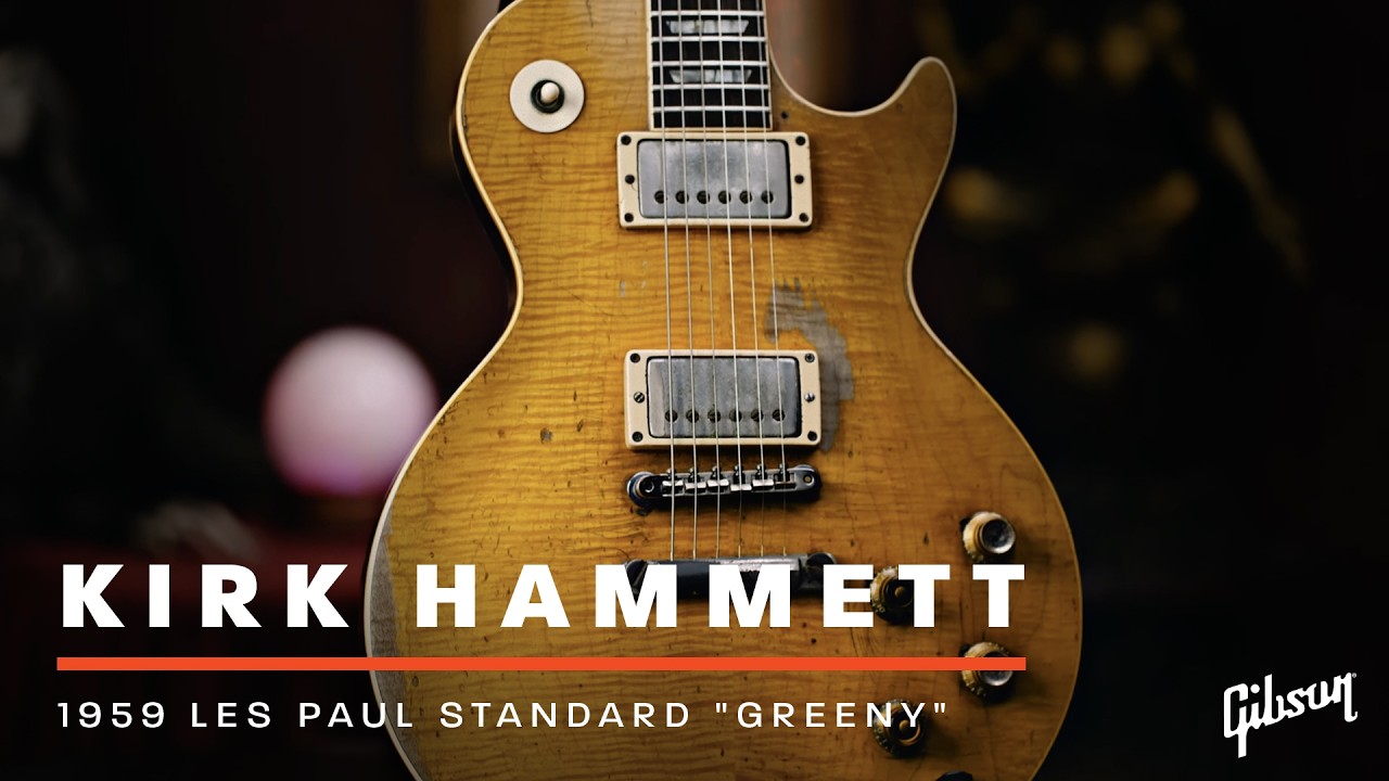 Kirk Hammett shows Mark Agnesi his 1959 Gibson Les Paul Standard 