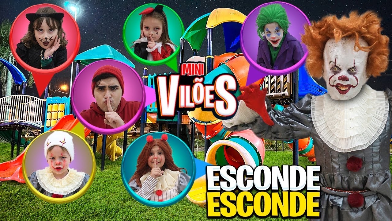 ESCONDE ESCONDE POR LOCALIZAÇÃO COM TODOS OS FILHOS DE TODOS OS SUPER VILÕES !!! MINI VILÕES