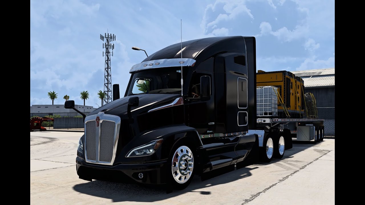 American Truck Simulator Kenworth T680 2025 with flatbed