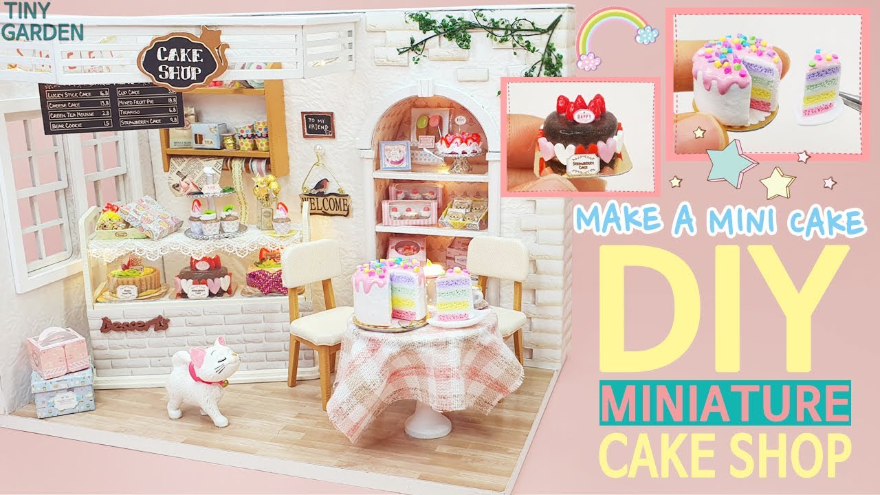 DIY Miniature Doll House Rainbow Cake Shop 미니어처 집 만들기 무지개 케이크 가게
