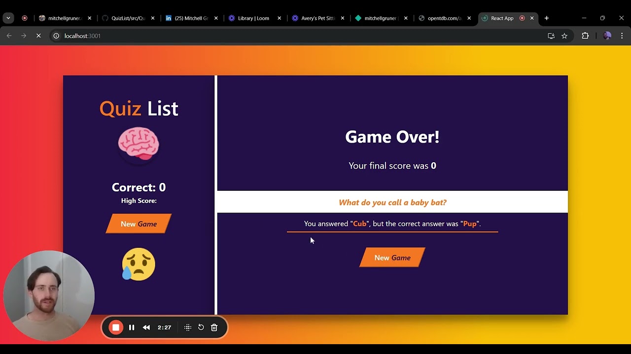 React Quiz Game 🎮