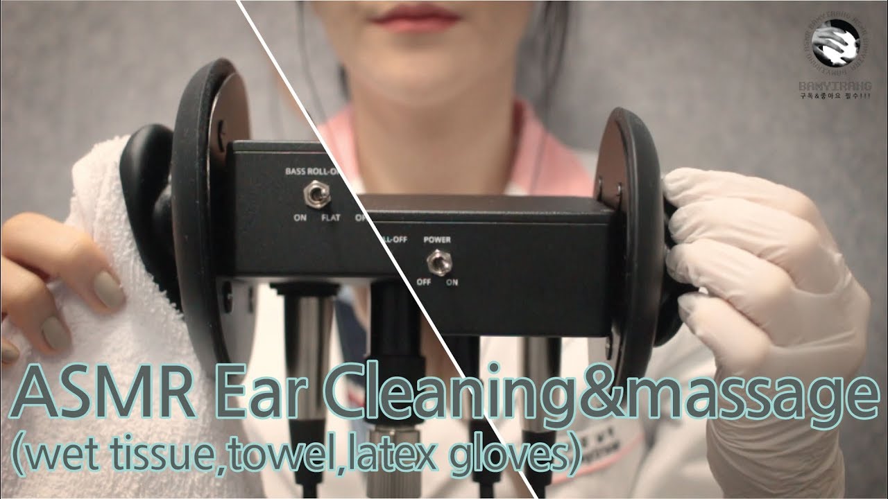 ASMR Ear Cleaning+massage(wet tissue,towel,latex gloves) No Talking _ 와자자작~3DIO FREE #ASMR #tapping