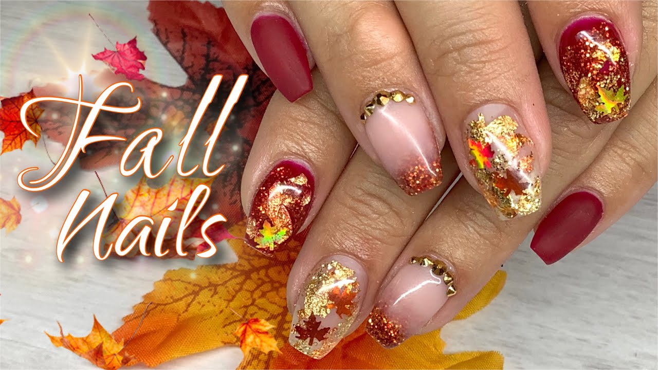 Burgundy Fall Nail | Hard/Builder gel nails tutorial | Fall Autumn nail design