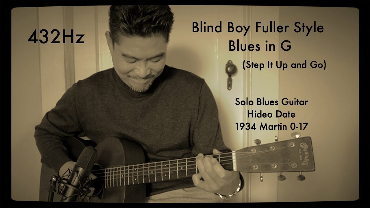 Blind Boy Fuller Style Blues in G (Step It Up and Go) Solo Blues Guitar (A=432Hz) Hideo Date