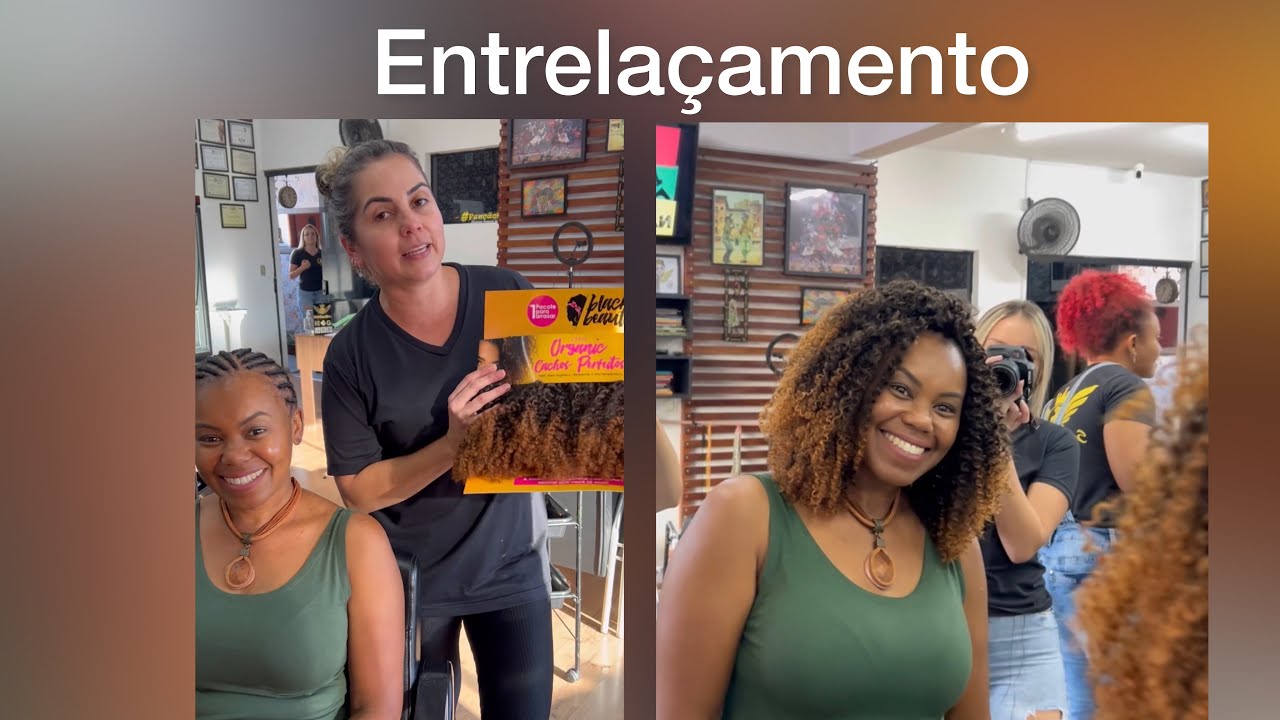 Entrela&ccedil;amento com cabelo org&acirc;nico cacheado