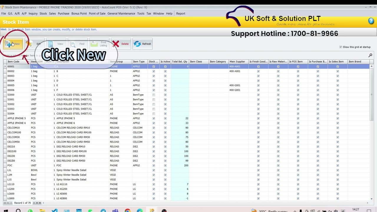UKSE-POS001 AutoCount POS / FNB 5.1: How To Create New Stock Item